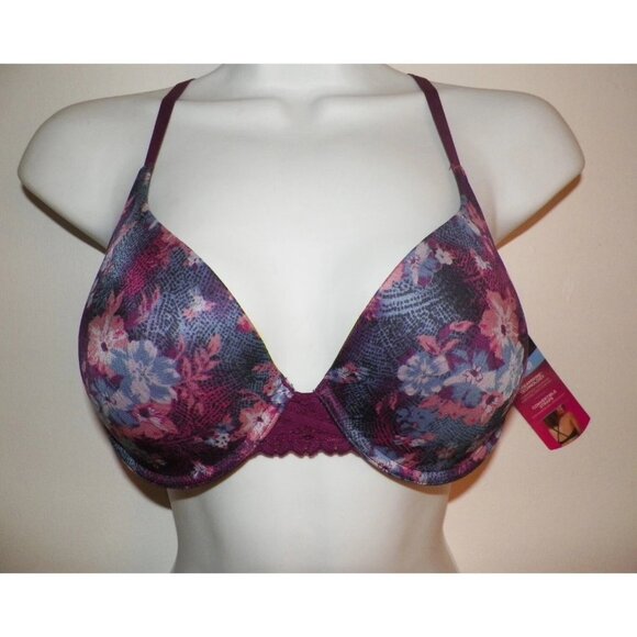 NWT 34C Maidenform Push Up Convertible Bra Love the Lift DreamWire Purple Floral - Picture 1 of 9